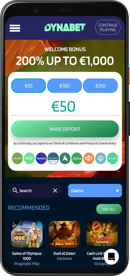 Dynabet Casino voor Mobiel